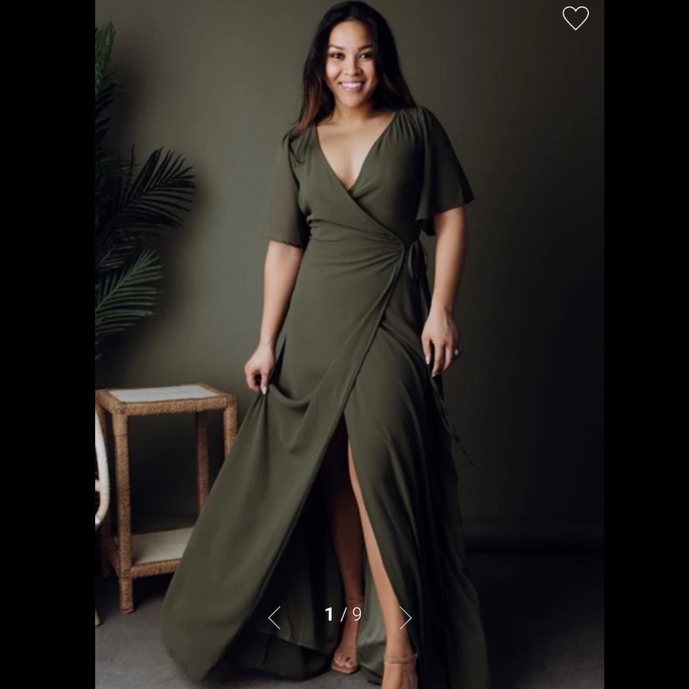 Ivy Wrap Maxi Dress from Baltic Born Size Small in Olive Green Bridesmaid Dress